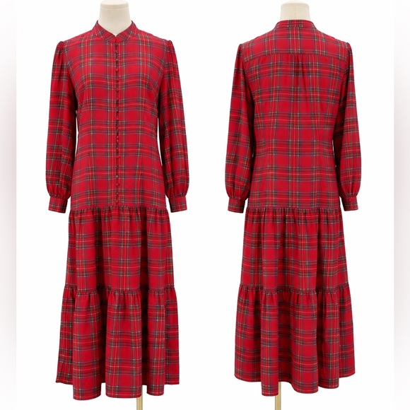 UNTUCKit Dresses & Skirts - Untuckit Meredith Classic Red Tartan Midi Dress – Long Sleeve & Flowy Size Small